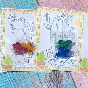 Cactus Mini Party Favors l Cactus Fiesta Birthday l Crayons for Kids Gifts l Cactus Party Favors l Cactus Crayons with coloring page image 5