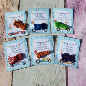 Race Car Thank you Cards with Crayons , Party Favors l Party Favor Cards l Goodie Bags l Crayons, Birthday party gifts - Party Favors