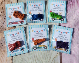 Race Car Thank you Cards with Crayons , Party Favors l Party Favor Cards l Goodie Bags l Crayons, Birthday party gifts - Party Favors