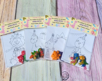 Dinosaur Girl Coloring Kits with coloring page - Party Favors - Dinosaur Crayons - Birthday Favors - Girl Dinosaur