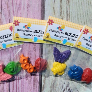 Insect Birthday Cards with Crayons - Bug Birthday - Thank you for buzzing by party favors