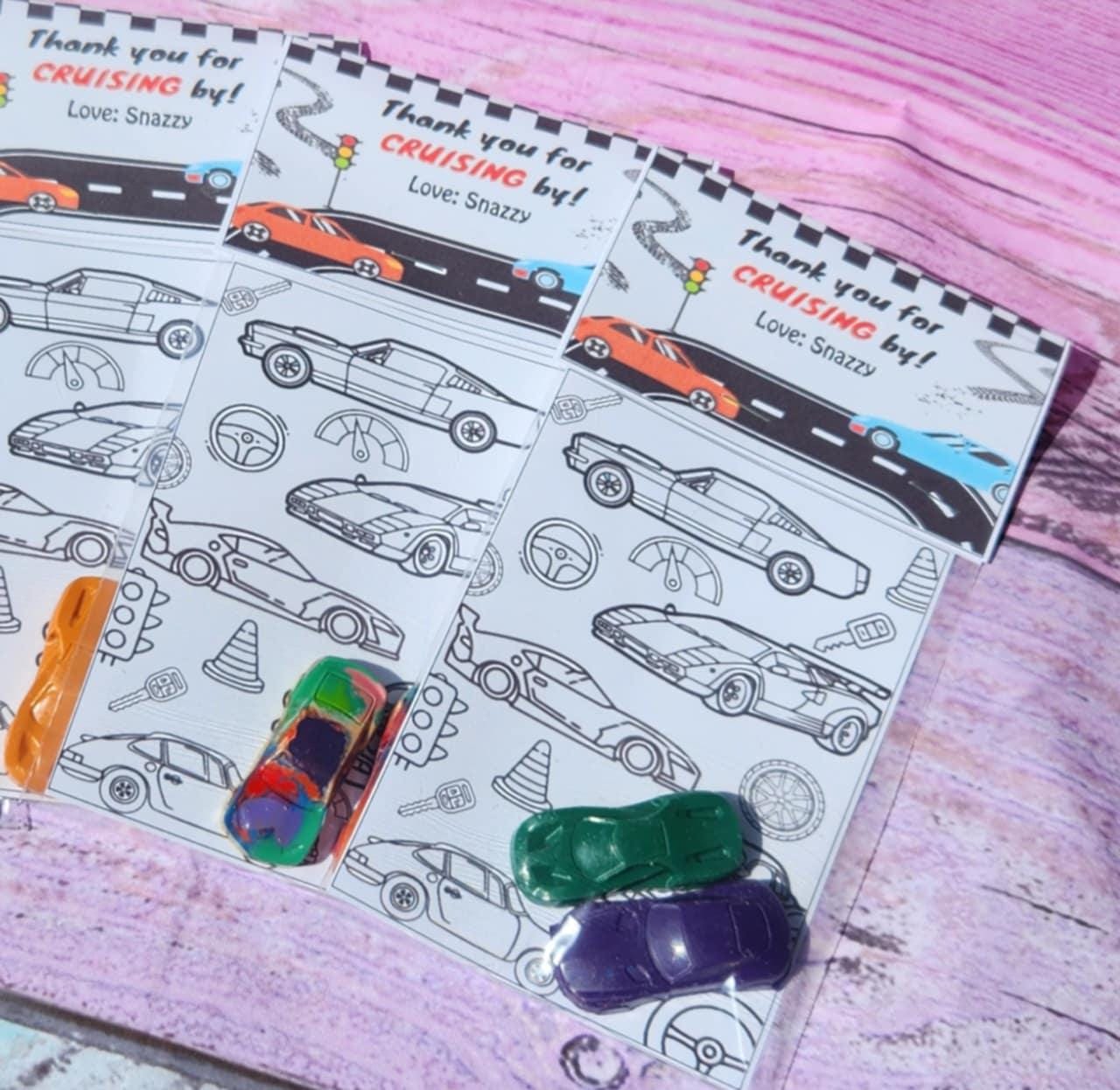Car Crayon Coloring Kits | Personalized Topper| Crayon Name Favors | Car Birthday Party Favors | Kids Party Gifts | Race Car Crayons