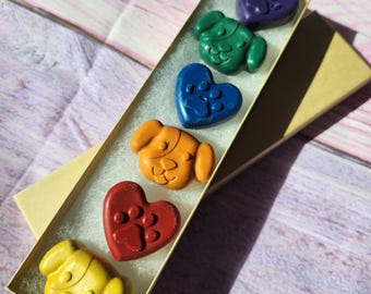 Dog Paw & Heart Crayons: Puppy Party Favors, Non-Toxic Crayons