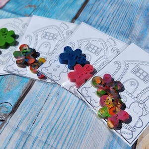 Gingerbread Crayons and Coloring sheet Kit - Christmas Crayons - Christmas Favors - Classroom Gift - Kids Christmas Party Activity