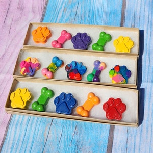 Dog Paw and Bone Crayons Box Sets Dog Themed Birthday Party Party Favors Mixed Colors