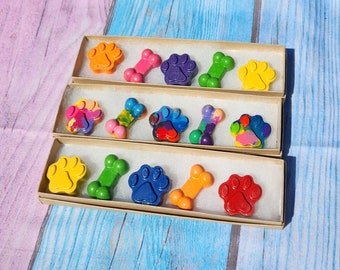 Dog Paw and Bone Crayons Box Sets - Dog Themed Birthday Party - Party Favors