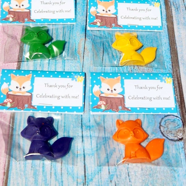 Fantastic Fox Crayon Party Favors: Perfect for Kids' Celebrations - Fox Party Gift Favors - Kids Art - Goodie Bag Thank you Gift