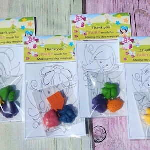 Fairy Party Favor Coloring Kits,  Crayon names, Crayons, Birthday Party Favors