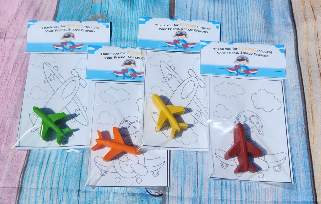 Airplane Birthday Coloring Kits , Party Favors, Crayon Names, Crayons