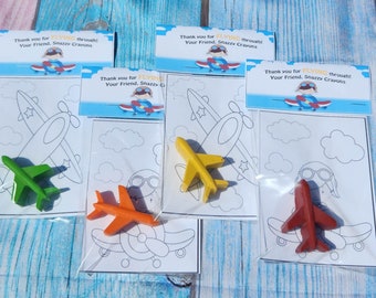 Airplane birthday Coloring Kits , Party Favors, Crayon names, Crayons, Birthday party gifts. Birthday favors