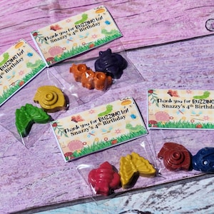 Insect Birthday Bags with Crayons | Bug Party Favors | Thank You for Buzzing By | Kids Birthday Handouts | Bug Crayon Kit