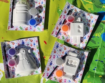 Robot Plaster Paint Kits - DIY Craft Activity for Kids - Robot Party Favors -  Art Project - Science Theme Birthday - Creative Paint Kit