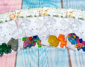 Jungle Themed Party Favors l Goodie Bag Favors l Kids Art l Jungle Crayons l Wild Party l Gift Bag Ideas l Party Favors l Kids Birthday