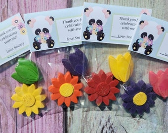 Panda Crayons, Tulips, Sunflower Crayon Party Fillers, Crayons, Birthday Party Favors