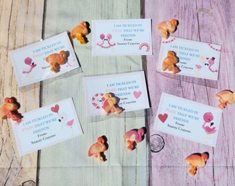 Flamingo Valentine's Day Cards - Crayon - Kids Valetines Day Cards  l Personalized Valentine's Day Cards l Flamingo Crayons l Party Favors