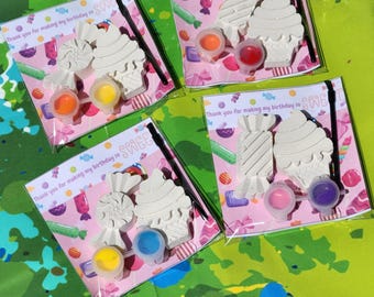 Ice Cream & Candy Birthday Party Favors | DIY Plaster Paint Kits | Kids Craft Activity | Ready to Paint Gifts | Thank You Party Favor