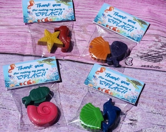Ocean Theme Crayons for Kids | Under the Sea Party Favors | Non-Toxic Sea Life Crayons | Kids Birthday Party Supplies