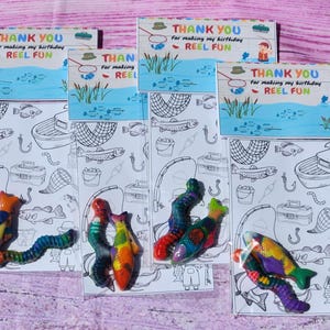 Fishing Party Favors – Fish & Worm Crayon Coloring Kits, Personalized Birthday Favors, Non-Toxic Crayons
