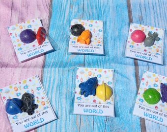 Space Theme Party Favor,  Crayon names, Crayons, Birthday Party Favors, Blast Off, Aliens
