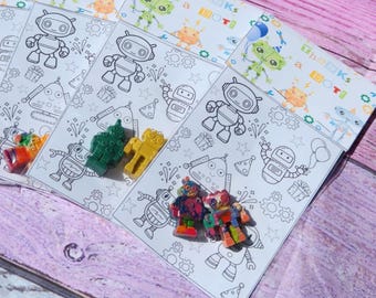 Robot Coloring Kit: Party Favors with Robot Crayon