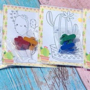 Cactus Mini Party Favors l Cactus Fiesta Birthday l Crayons for Kids Gifts l Cactus Party Favors l Cactus Crayons with coloring page image 3
