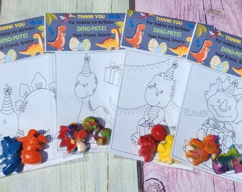 Dinosaur Coloring Kits with coloring page - Party Favors - Dinosaur Crayons - Birthday Favors