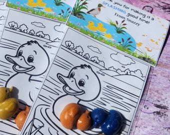 Duck Crayons Coloring Kits – Duck Party Favors | Basket Fillers | Non-Candy Gifts | Kids Birthday Favor | Handmade Non-Toxic Crayons