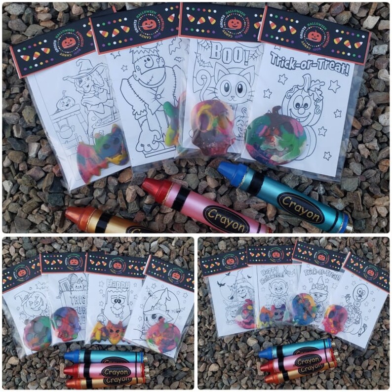 Halloween Coloring Kits Party Favors Trick or Treat Crayon - Etsy