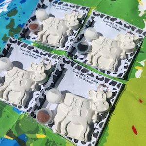 Cow Birthday Paint Your Own Kits – Farm Party Favors – Barnyard Birthday Gifts – DIY Painting Activity –  Kids Party Handouts
