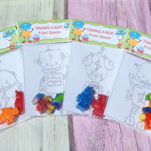 Robot Coloring Kits with Crayons, Party Fillers - Party Favors - Robot Crayons - Robot Birthday