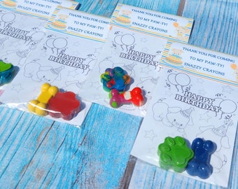 Dog Birthday Crayons Coloring Party Favors - Paw and Bone Crayons - Dog Party Favors - Kids Birthday Gifts - Kids Crafts - Coloring Kits