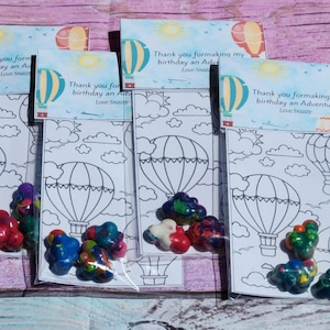 Hot Air Balloon Coloring Kits | Up, Up & Away Birthday Party Favors | Adventure Party Gifts | Crayon Sets for Kids | Travel-Themed Party