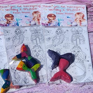 Personalized Personalized Mermaid Coloring Party Favors | Personalized Gifts | Non-Toxic Kids Crayons | Birthday Favors & Class Handouts
