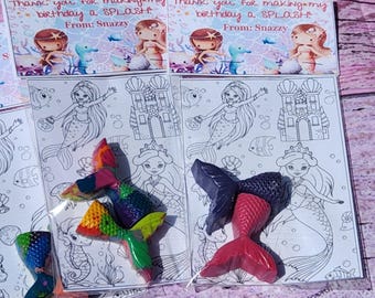Personalized Personalized Mermaid Coloring Party Favors | Personalized Gifts | Non-Toxic Kids Crayons | Birthday Favors & Class Handouts