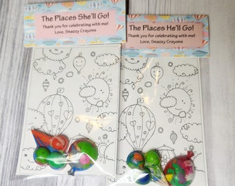 The Places he'll or she'll will go Birthday Party Favor Coloring Kits,  Crayon names, Crayons, Birthday Party Favors