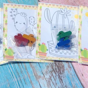 Cactus Mini Party Favors l Cactus Fiesta Birthday l Crayons for Kids Gifts l Cactus Party Favors l Cactus Crayons with coloring page image 6