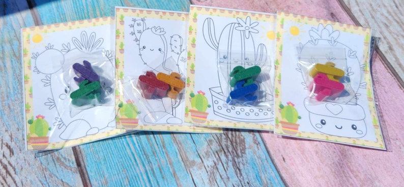 Cactus Mini Party Favors l Cactus Fiesta Birthday l Crayons for Kids Gifts l Cactus Party Favors l Cactus Crayons with coloring page image 6