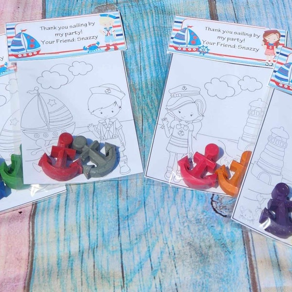 Sail Away Fun: Nautical Crayon Party Favors for Kids' Sailing Birthday Celebrations - Anchor Crayons - Ahoy Birthday Party Favors