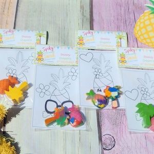 Hawaiian Luau Party Favors with Crayons - Fun Tropical Goodie Bags for Kids' Art Activities - Party Favors - Pineapple Crayons