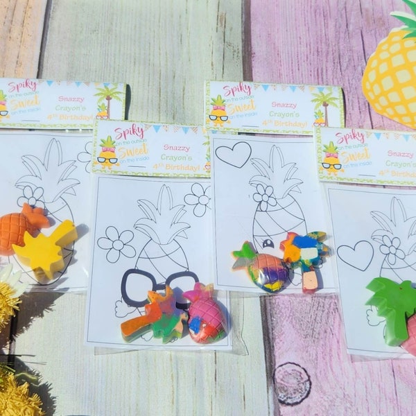 Hawaiian Luau Party Favors with Crayons - Fun Tropical Goodie Bags for Kids' Art Activities - Party Favors - Pineapple Crayons