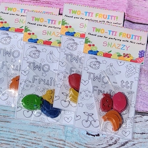 Twotti Fruitti Party Favor – Fruit Crayon Coloring Kit for Kids – Birthday Activity – 2nd Birthday Favor – Personalized Fruity Topper