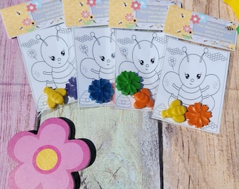 Buzz-Worthy Fun: Bee Crayons with Coloring Page - Perfect Kids' Birthday Favors - Bee and Flower Crayons - Thank you gift for Kids