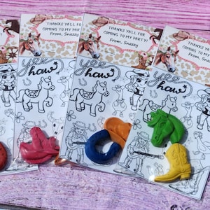 Cowgirl Crayon Coloring Kit | Western Birthday Party Favor | Rodeo Party Filler | Girls Cowboy Themed Crayons | Non-Toxic Kids Gift