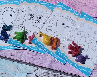 Under the Sea Crayon Party Favors | Ocean Crayons | Kids Birthday Favor | Ocean Themed Party Supplies | Mermaid Party Goodie Bags