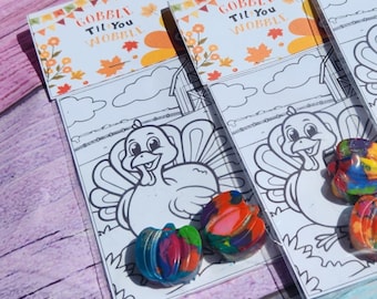 Thanksgiving Turkey Coloring Kits | Pumpkin Crayons | Fall Party Favors | Kids Coloring Activity | Non-Toxic Crayons | Classroom Gifts