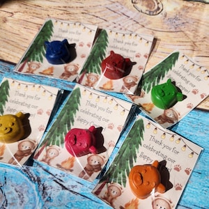 Camping-Themed Thank You Party Favor Cards with Bear Crayons | Adventure Awaits l Party Favors l Kids Gift l Camping Party l Bear Favors