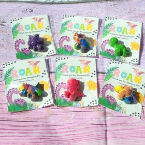 Dinosaur Girl Themed l Mini Party Favors Thank you Cards| Dinosaur Crayons | Girl Dino Birthday | Party Favor Kits | Classroom Goodies