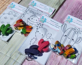 Cactus Themed Coloring Kits with Crayons, Party Fillers - Party Favors - Western Crayons - Rodeo Birthday