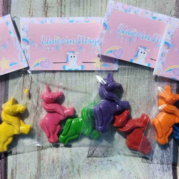 Unicorn Party Bags - Crayon Party Fillers, Crayons, Birthday Party Favors