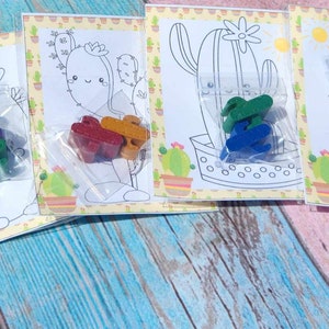 Cactus Mini Party Favors l Cactus Fiesta Birthday l Crayons for Kids Gifts l Cactus Party Favors l Cactus Crayons with coloring page image 4